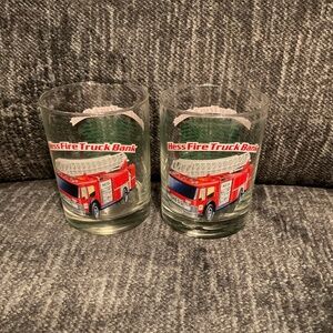 Vintage Hess Fire Trucks set of two glasses from 1986